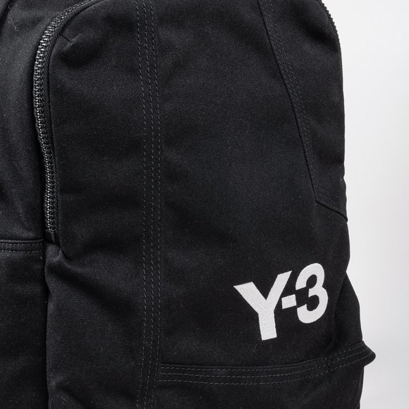 Y-3 Logo Embroidered Black Canvas Backpack - Picture 6 of 16